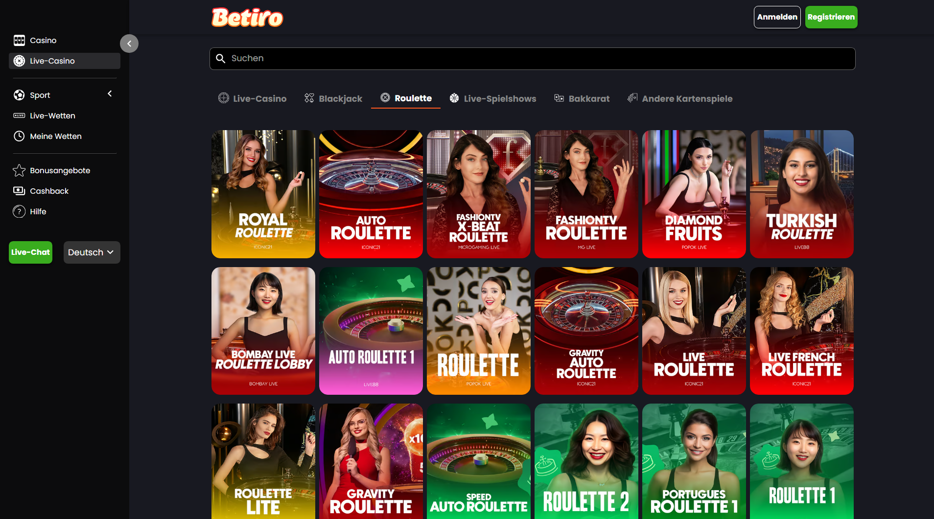 Betiro Live Casino