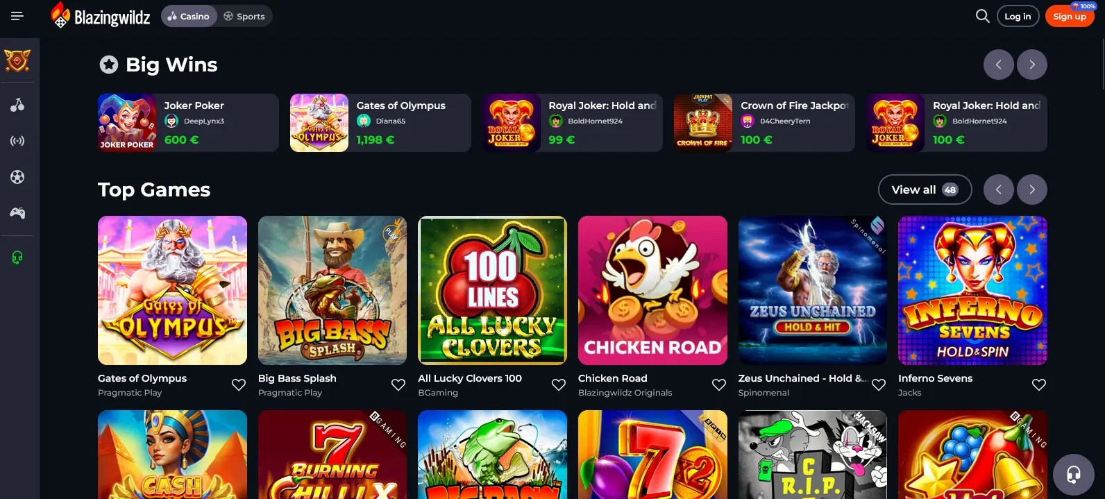 Blazing Wildz Casino Games