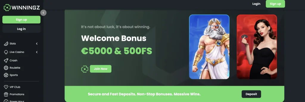 Winningz Casino Homepage