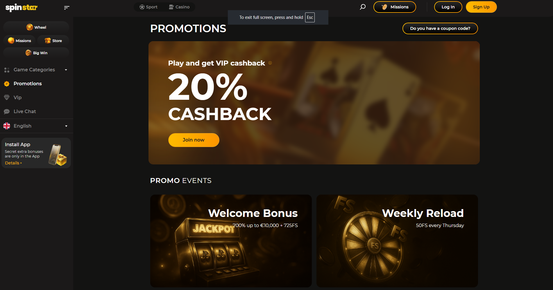 Spinstarbet Promoties