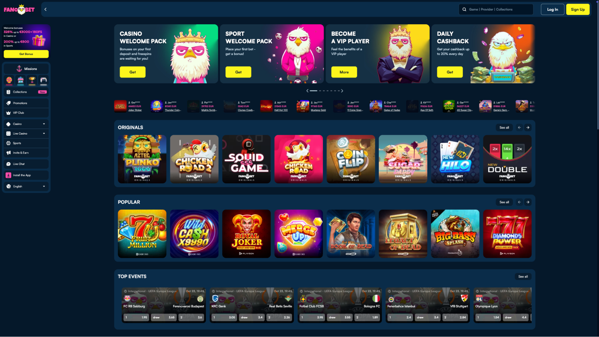 fanobet casino live