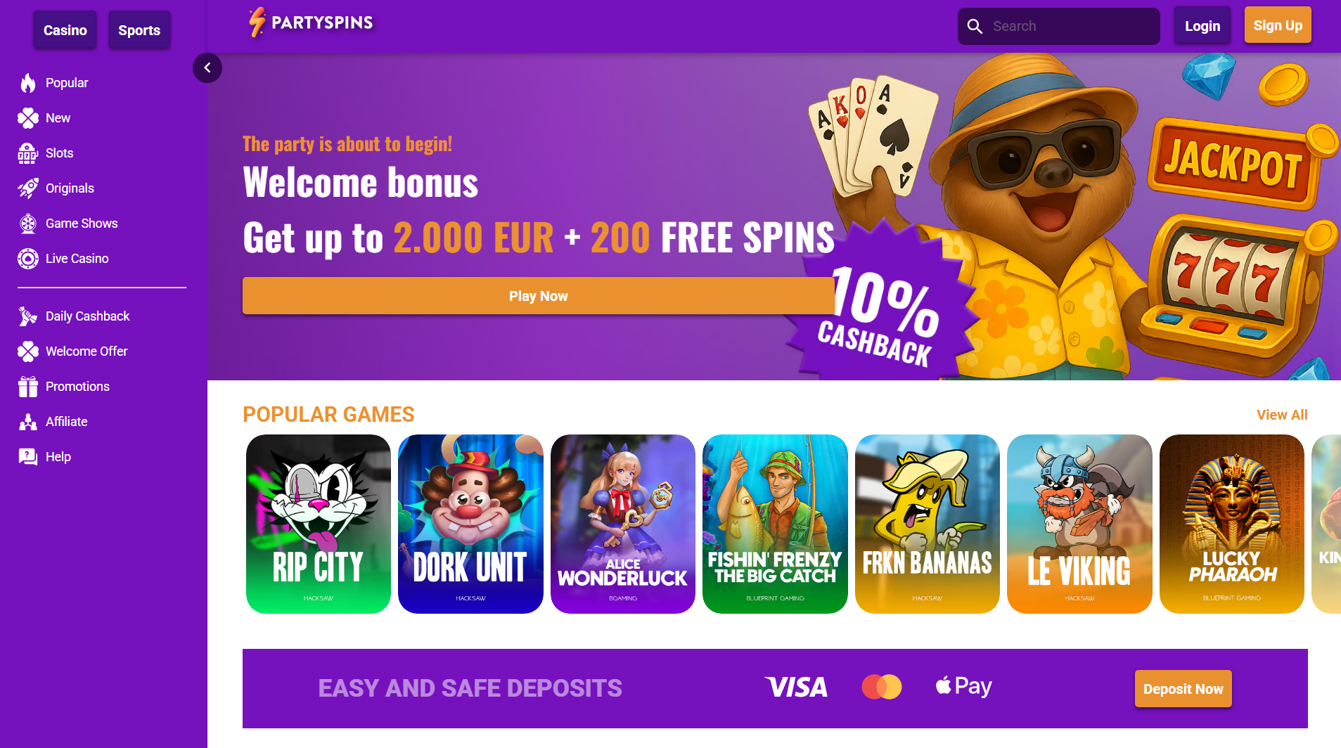 partyspins casino battle