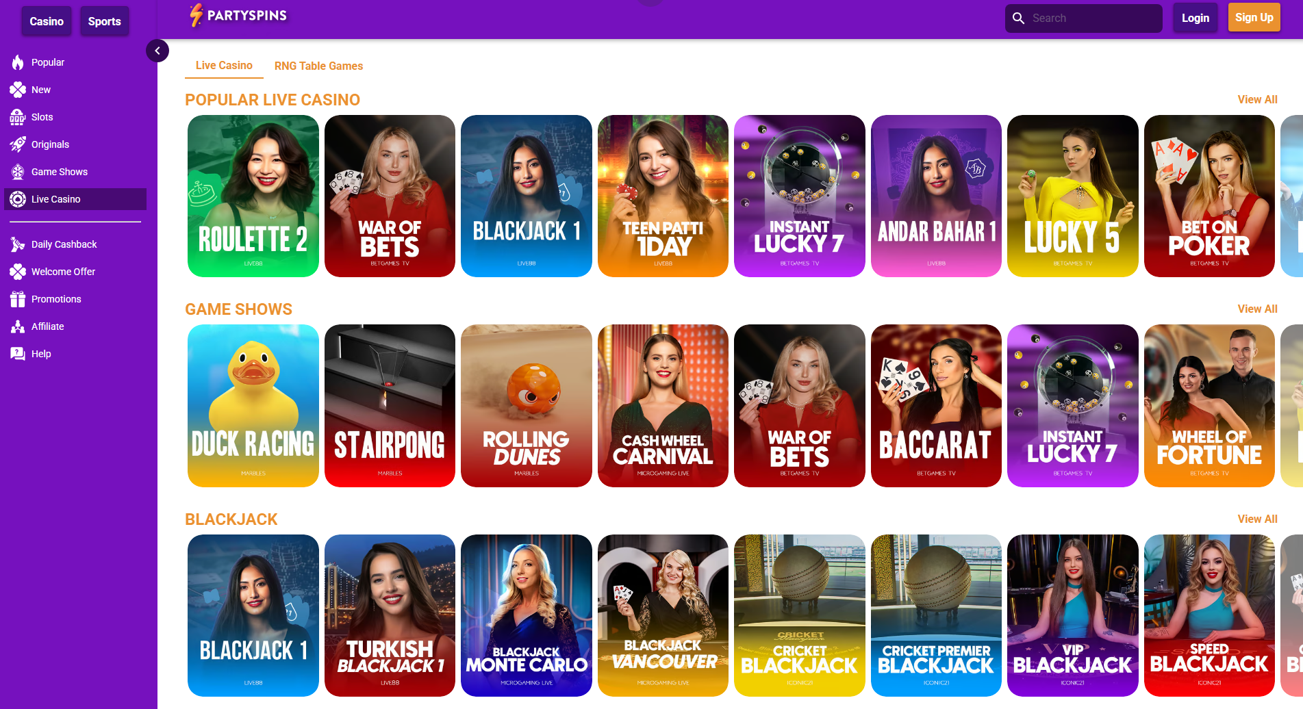 partyspins casino ground