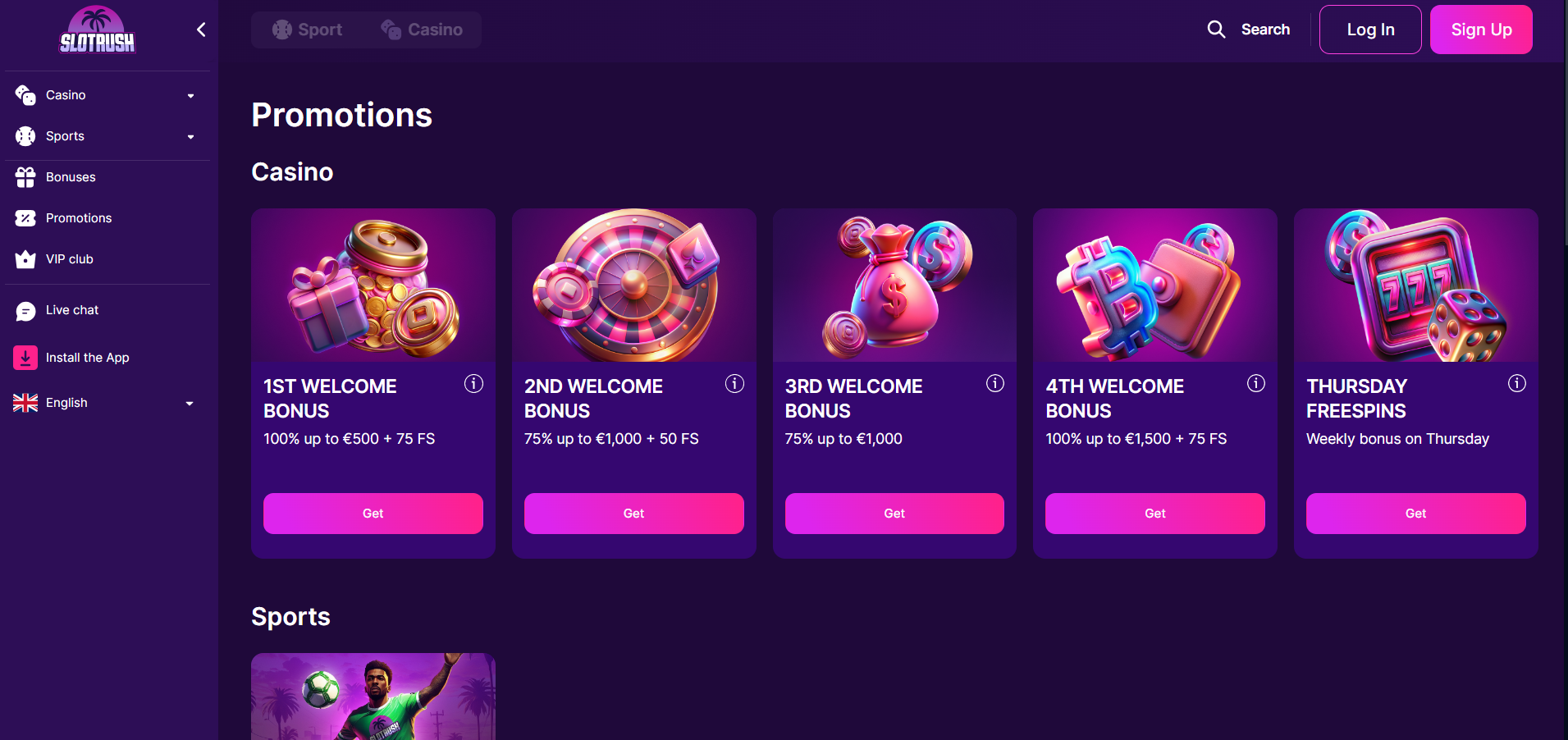 slotrush casino sports