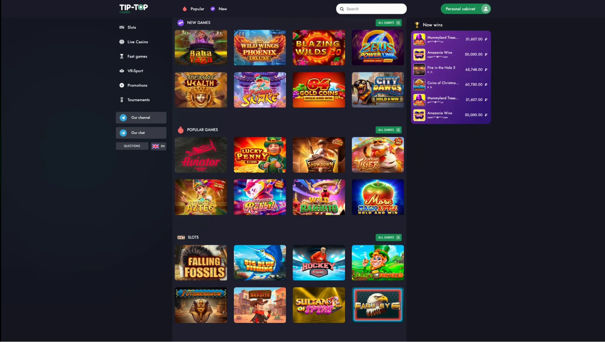 tiptop casino bet